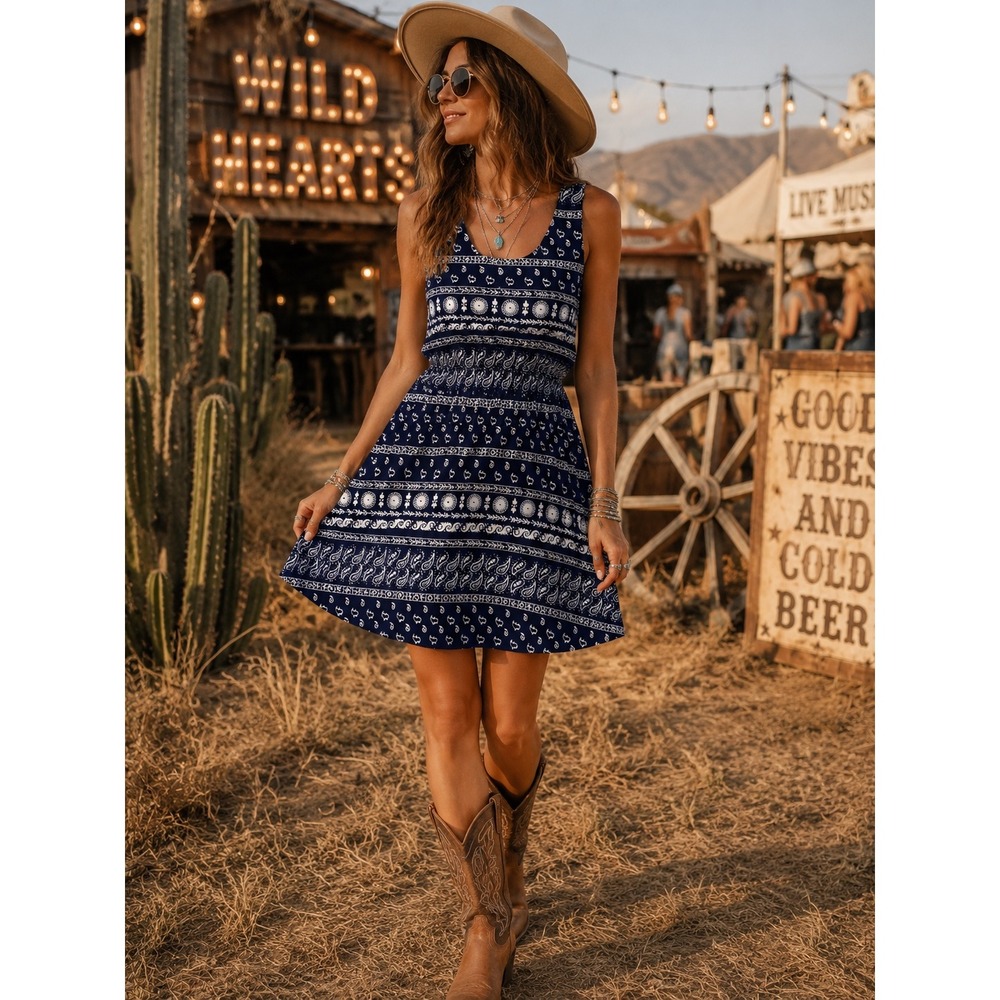 Levi's Western Bandana Paisley Dress Small Cowgirl Festival Pocket Dress